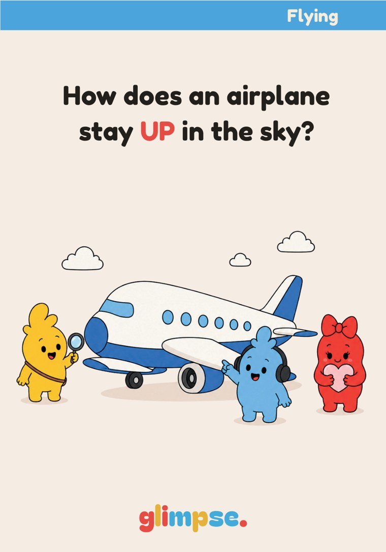 Card front: How does an airplane stay UP in the sky?