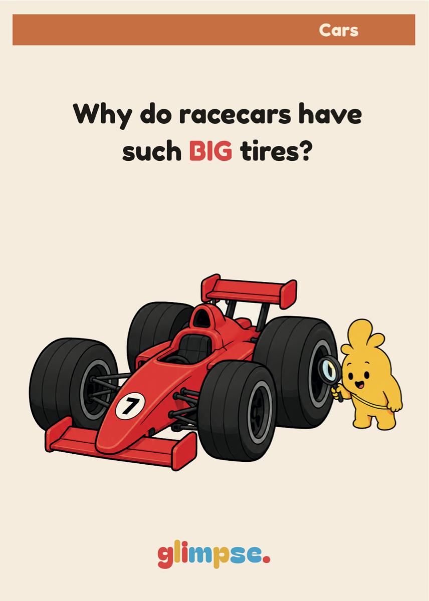 Why do racecars have such BIG tires? card