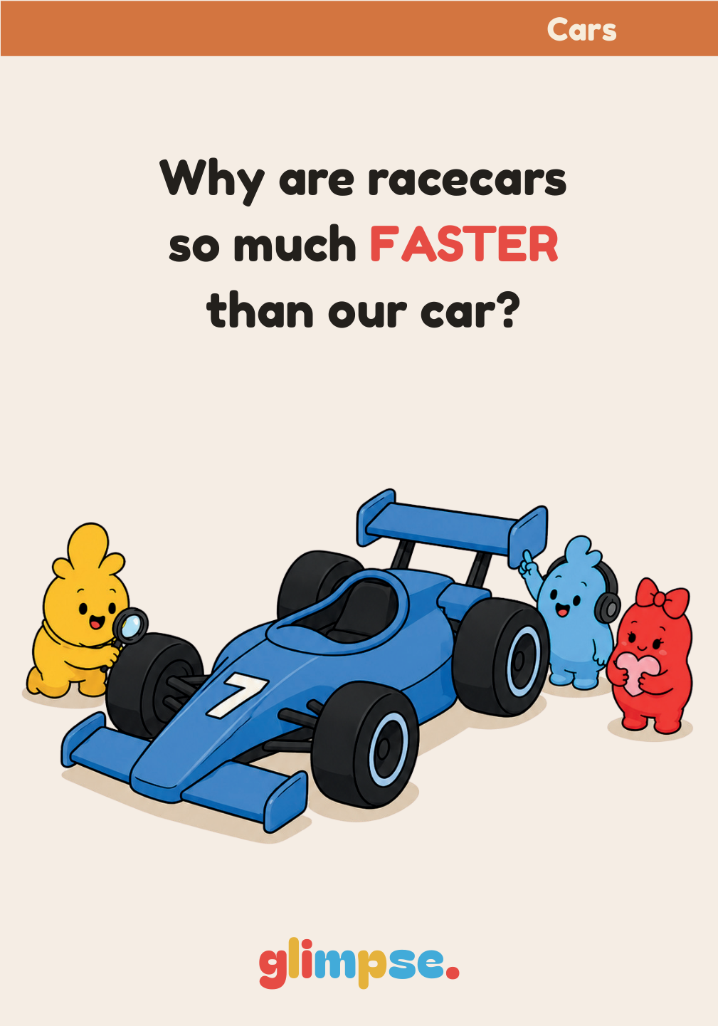 Card: Why are racecars so much FASTER than our car?